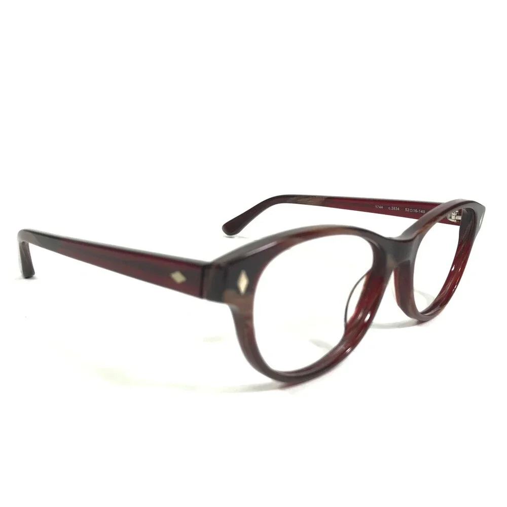 Prodesign Denmark Eyeglasses Frames 1744 c.3834 Brown Red Horn Cat Eye 52-16-140